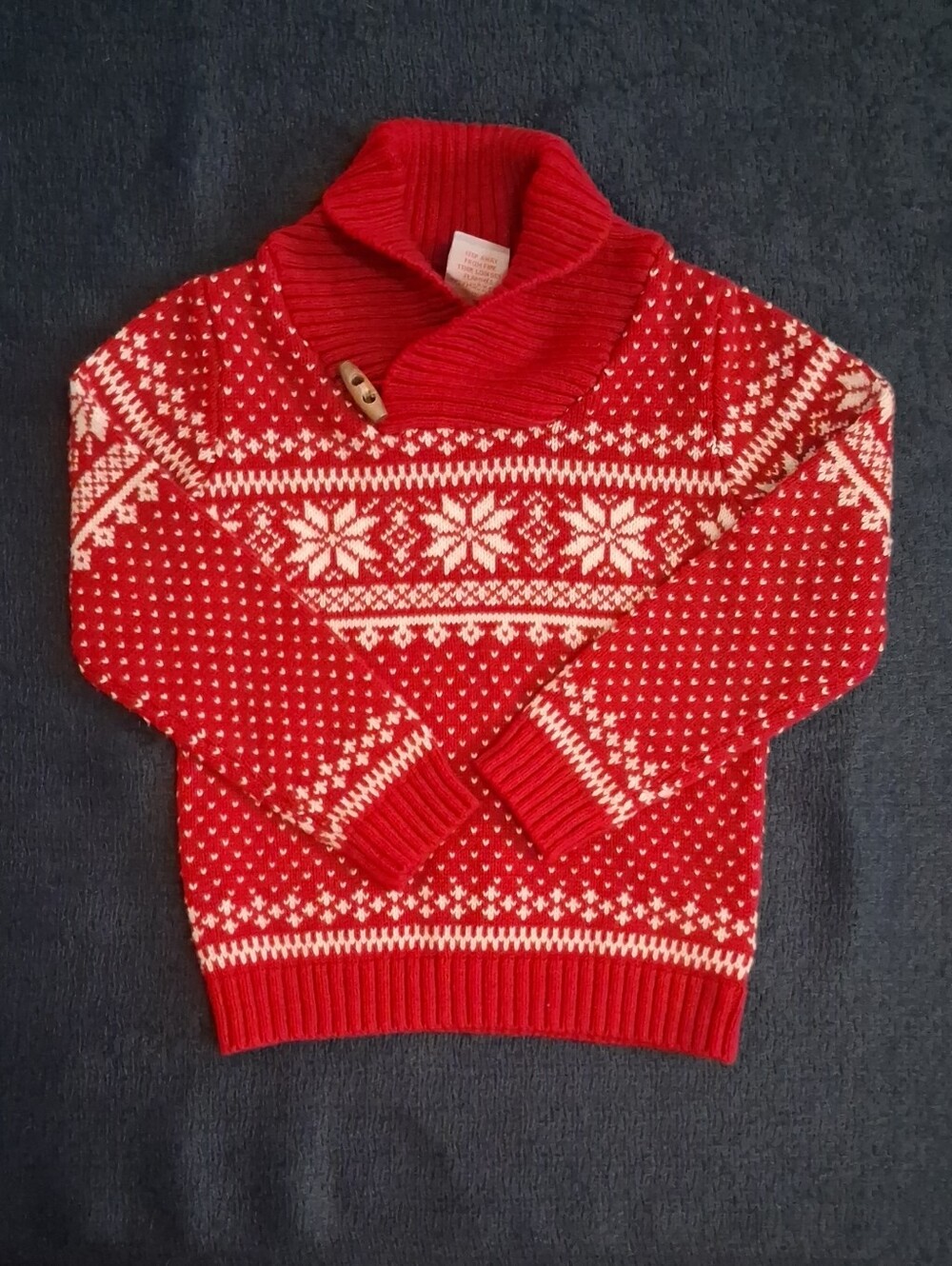 Kids Tahari Red and White Nordic Turtleneck Sweater